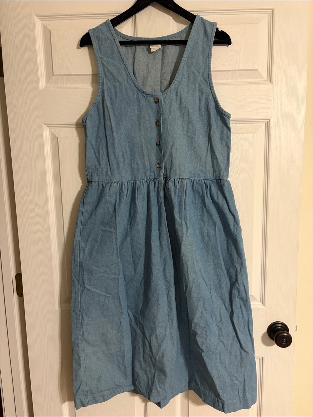 Vintage 80s Selections by Manor House Chambray Denim Jumper Dress Medium USA